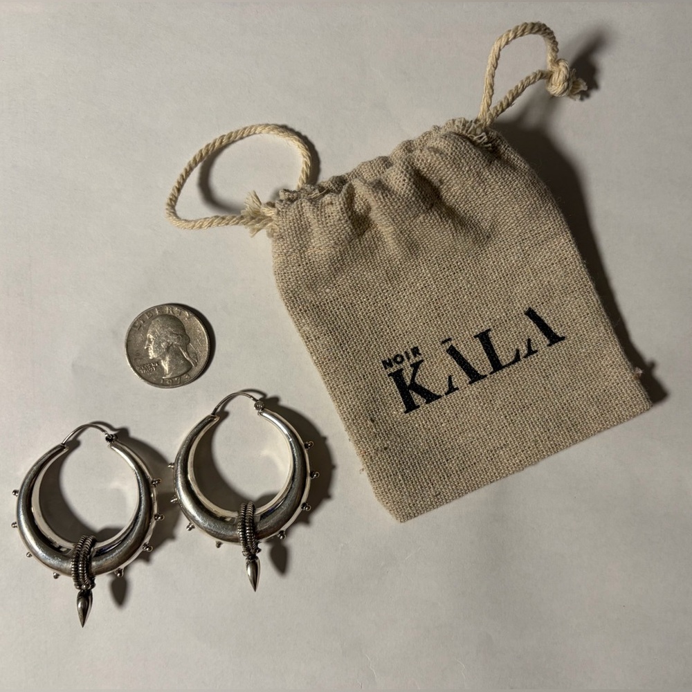 nOir Jewelry Silver Hoop Earrings